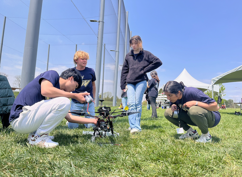 Members of the CS-MAE team preparing for the competition at Virginia Tech