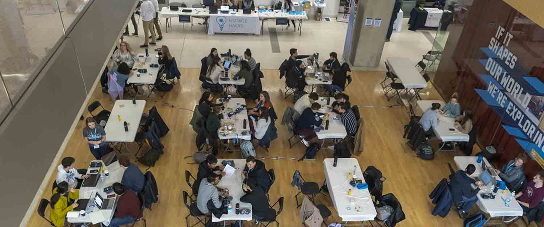 View of tables in the science and engineering hall