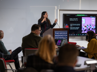 Professor Lorena Barba presenting
