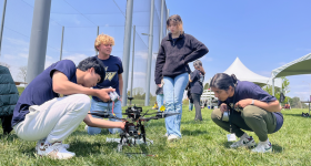 Members of the CS-MAE team preparing for the competition at Virginia Tech