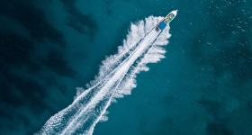 Boat with wake